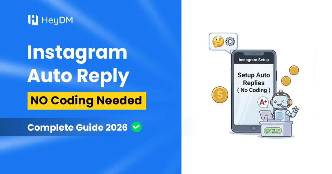 Want to set up Instagram auto replies but scared of coding? Good news — you don't need any. Here's how to do it in 2 minutes using HeyDM. Step-by-step guide for total beginners.